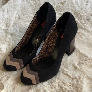 Missoni Suede Colorblock Chevron Block Heels